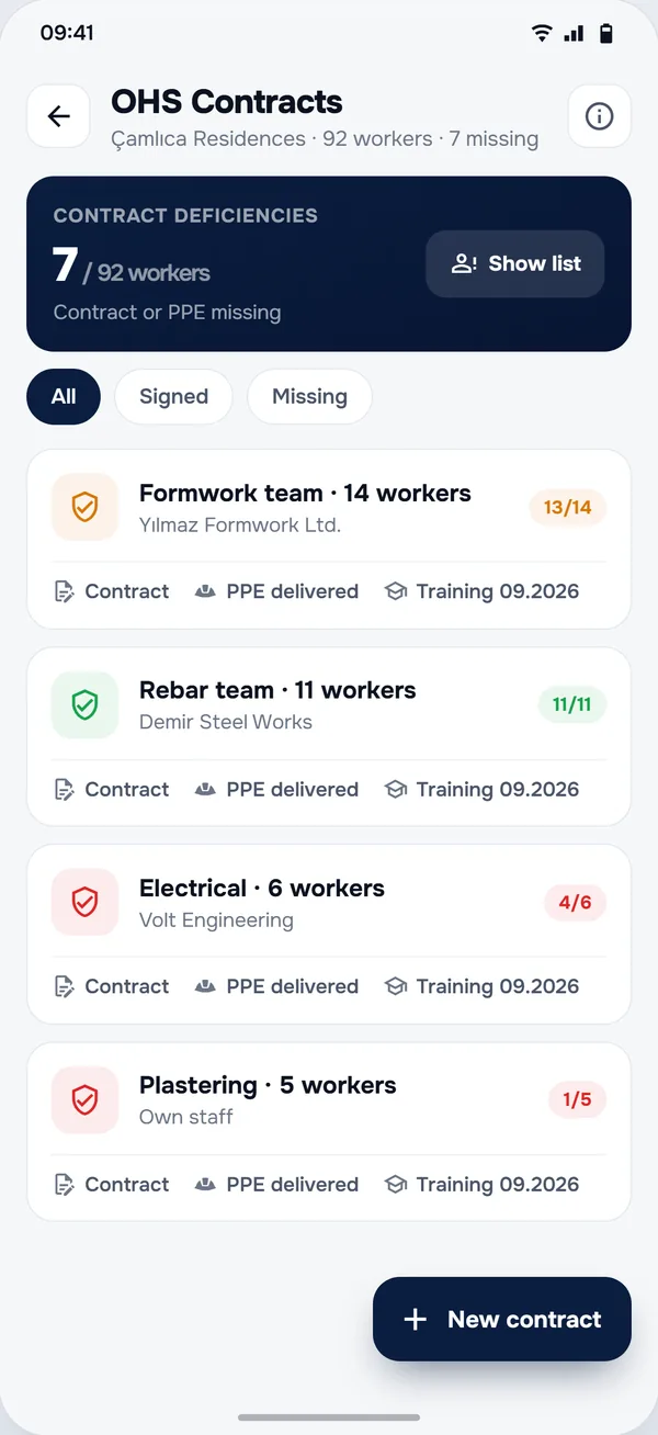 Missing Documents screen in the StructurePrime app