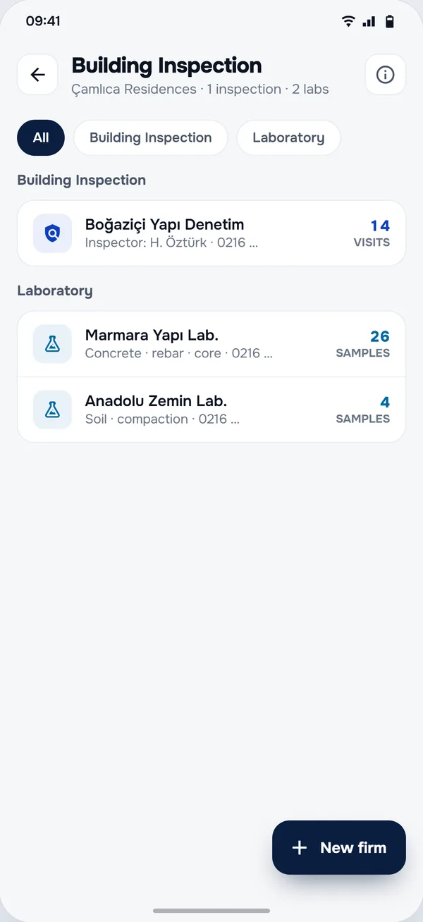 Building Inspection screen in the StructurePrime app