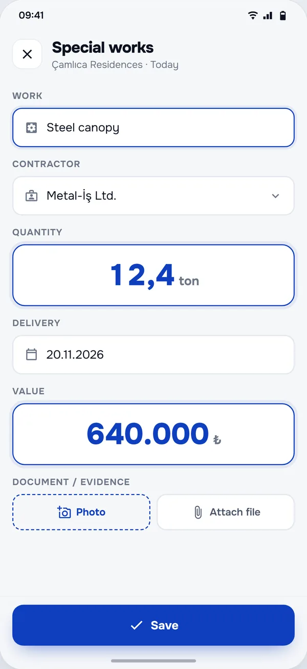 Specialist Works screen in the StructurePrime app