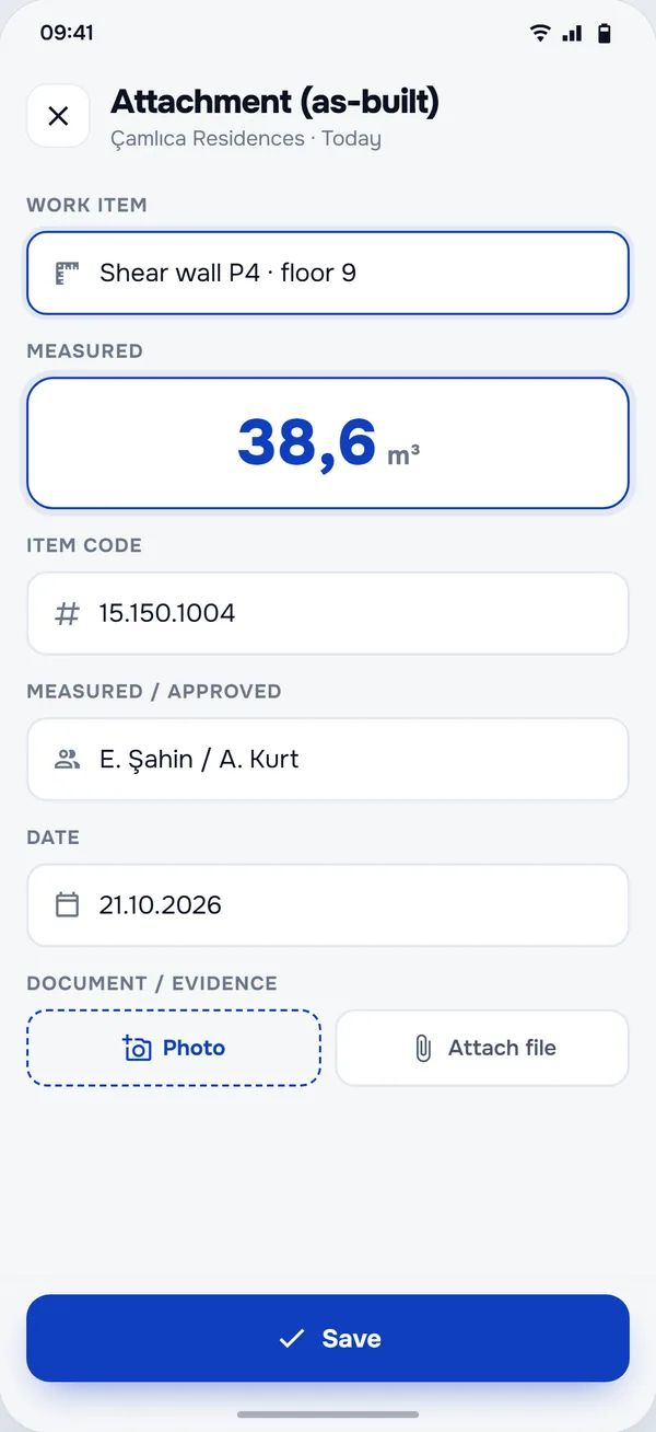 Concealed Works Records screen in the StructurePrime app